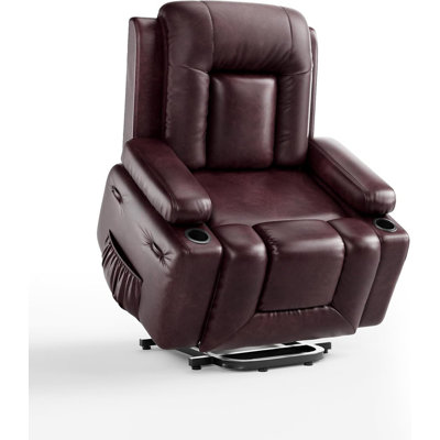 Power Lift Recliner Chair with Heat & Massage, PU Leather Electric Lift Chair for Elderly & Mobility Impaired