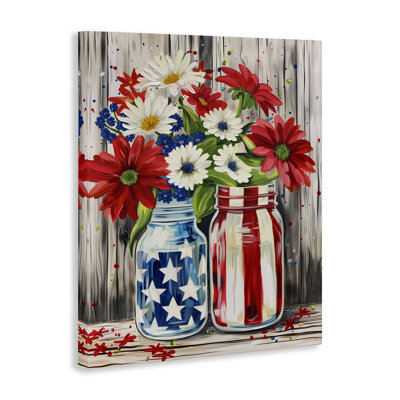 Patriotic Flower Jars Canvas Wall Art, design by Arlington Prints