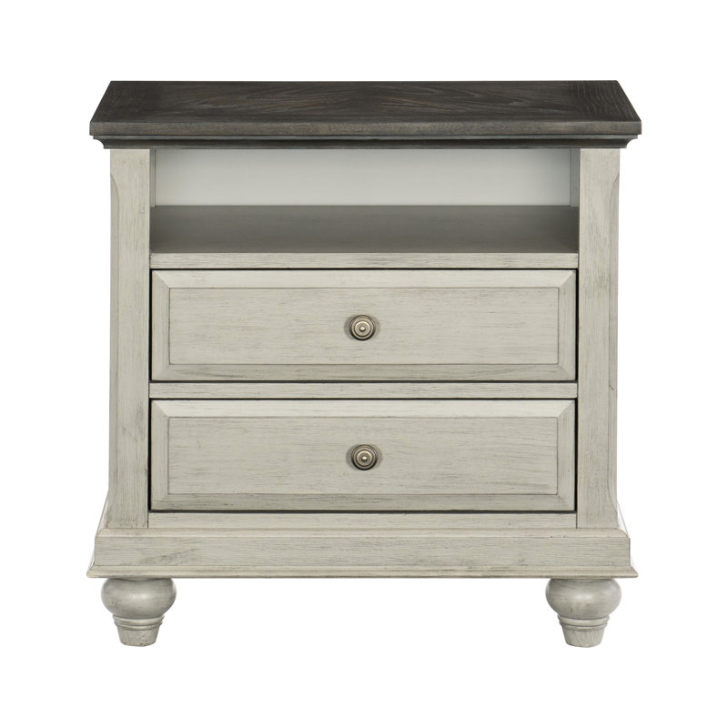 2 Table de chevet brun foncé et gris pour la finition de meubles de chambre à coucher