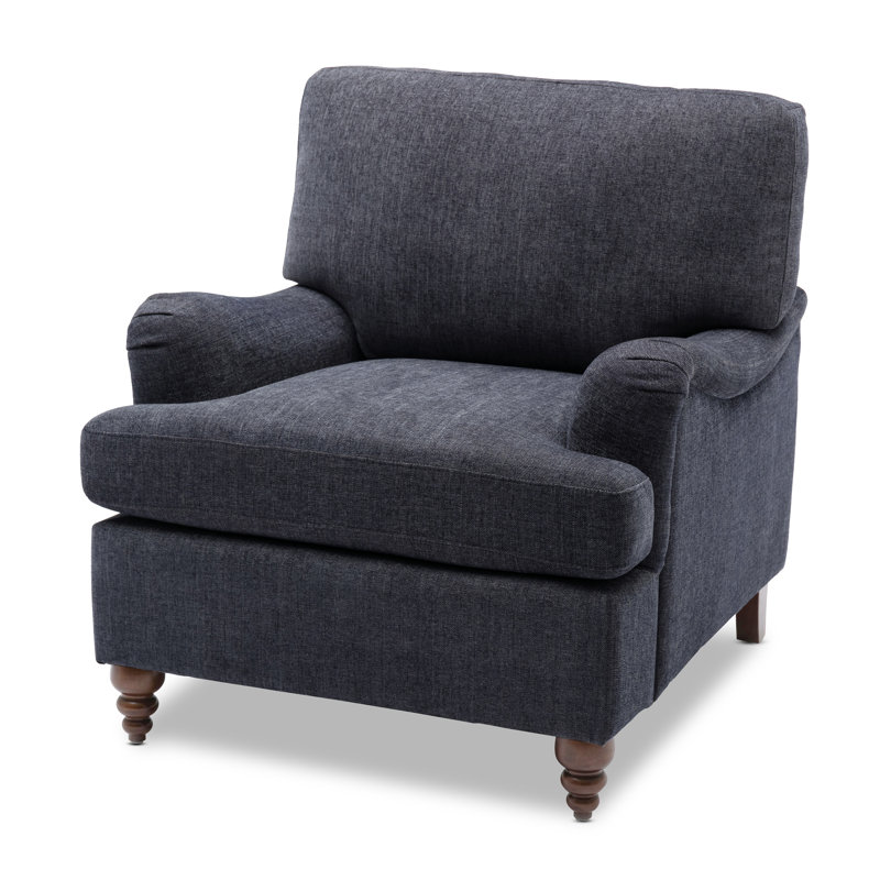 34.5" W Polyester Armchair, Navy