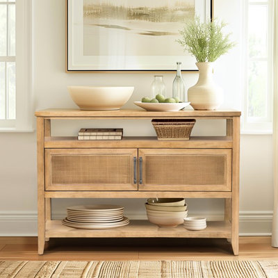 Toasted Almond Wood Console With 2 Doors And Ample Storage For Organizing Your Space Door In - 80.95 Lb Weight