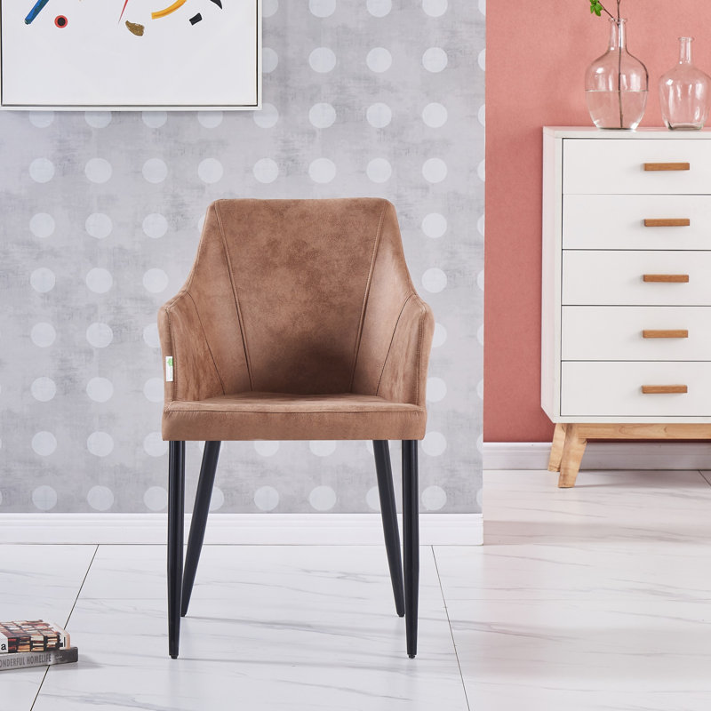 Lehmann Faux Leather Dining Chairs - Ergonomic back with Strong Metal Legs - Modern Armchair for Dining Room Living Room Restaurants