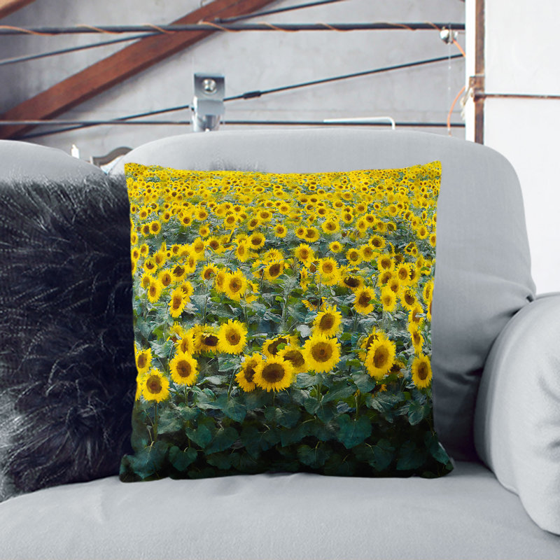 Floral Square Throw Cushion, 40cm H x 40cm W x 15cm D, Stone