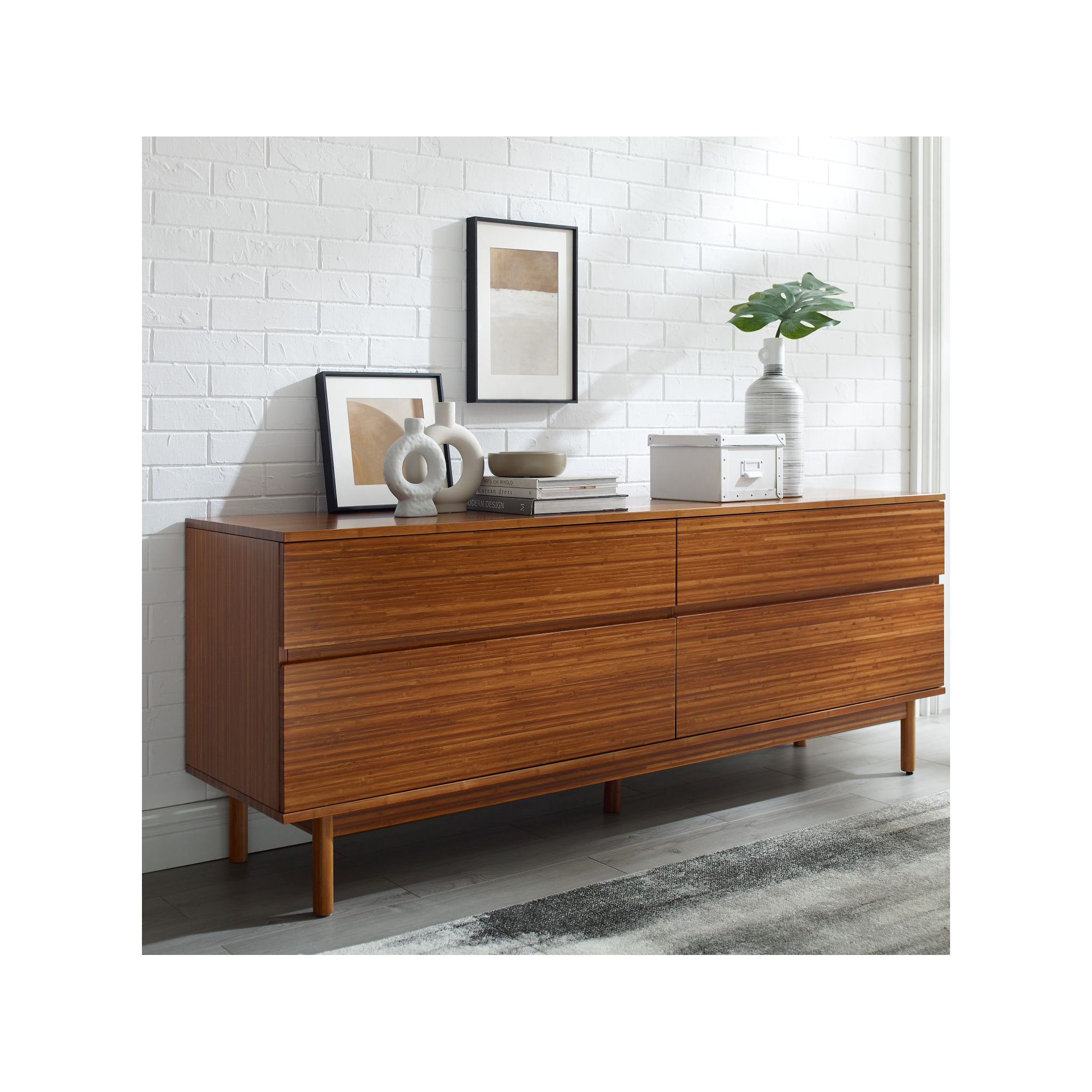 Benicio 73.5" W 4-Drawer Solid Wood Soft-Close Double Dresser