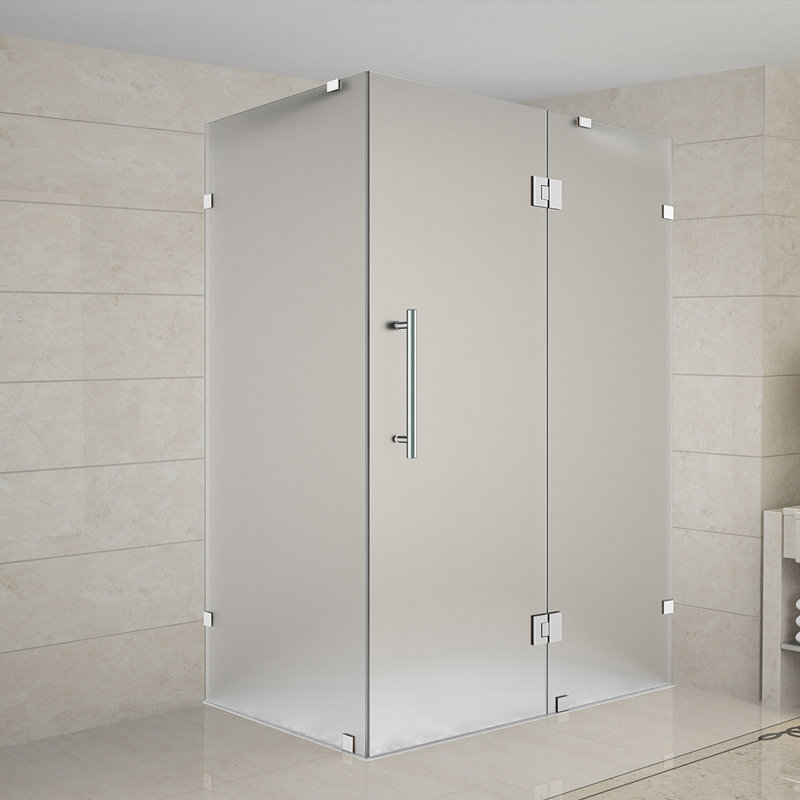Avalux 34" x 72" Rectangle Hinged Shower Enclosure, Brushed Stainless Steel