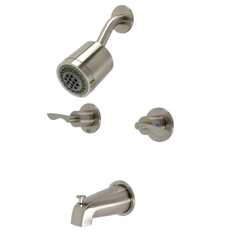 Kingston Brass Serena Double-Handle Tub and Shower Faucet, Brushed Nickel