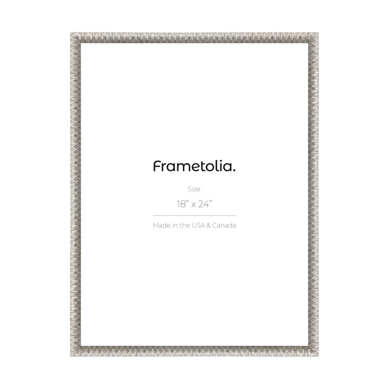Cadre mural Frametolia Art Deco - largeur 1-1 / 8 po - sans passe-partout, 18 po x 24 po, Argent argent