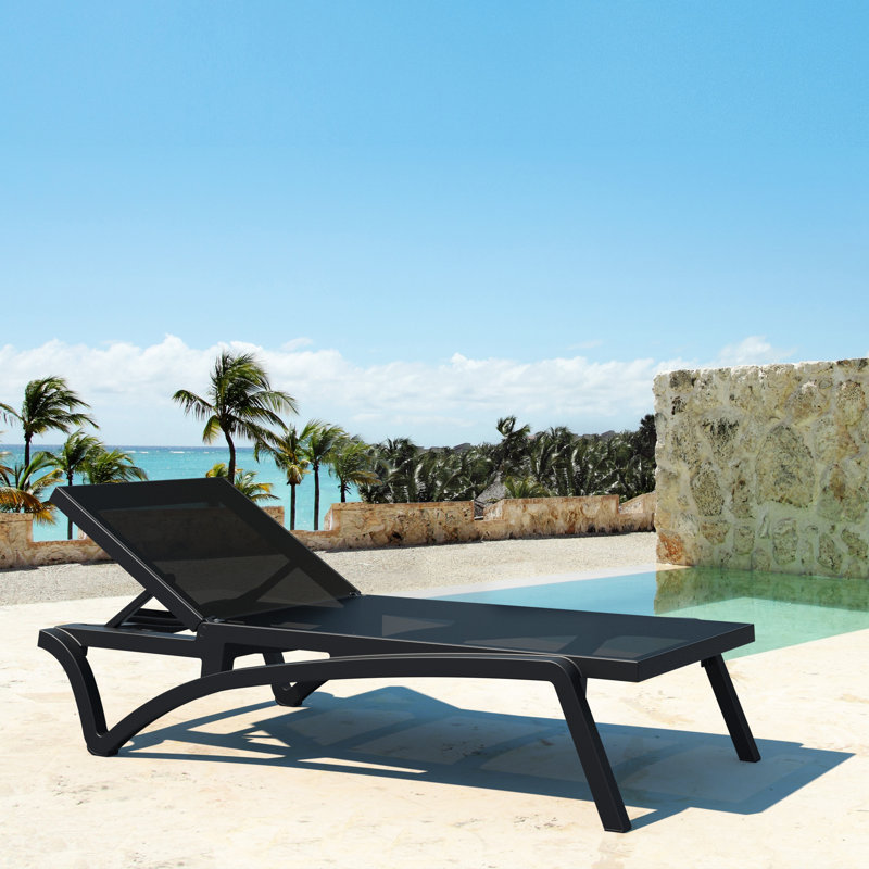 76" Long Reclining Single Chaise, Black