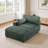 Bentura Oversized Upholstered Green Faux Rabbit Fur Flannel Chaise Lounge with Armrests & Throw Pillows-1161705495