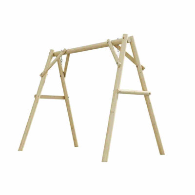 A-Frame Swing Stand Frame, 660 Lbs Heavy Duty Wooden Freestanding Porch Swing Frame Only, Cedar Wood With Varnish Finish For Garden Backyard (78.7"W X 53.1"D X 67.7"H)