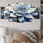 Blue White Cactus Minimal Collage I - Floral Metal Art Print Set