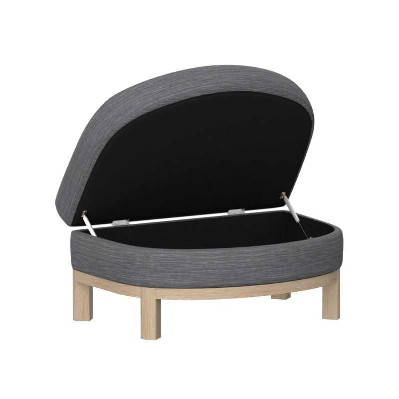 Ensemble de chaise et repose-pieds de rangement Sharinda, avec coussins, structure et pieds en bois massif exposé