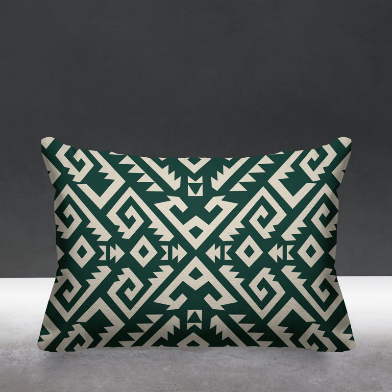 Coussin intérieur / extérieur Chitto Southwestern, Émeraude