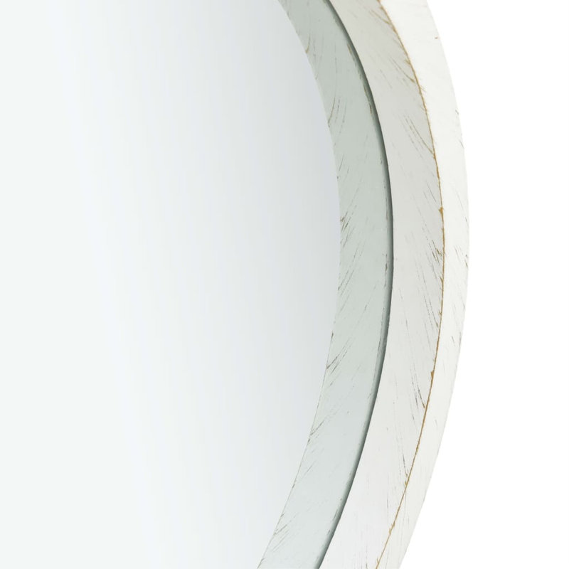 Hanging Mirror Height Adjustable Wall Mirror Bathroom Mirror Round, White, 15.70"