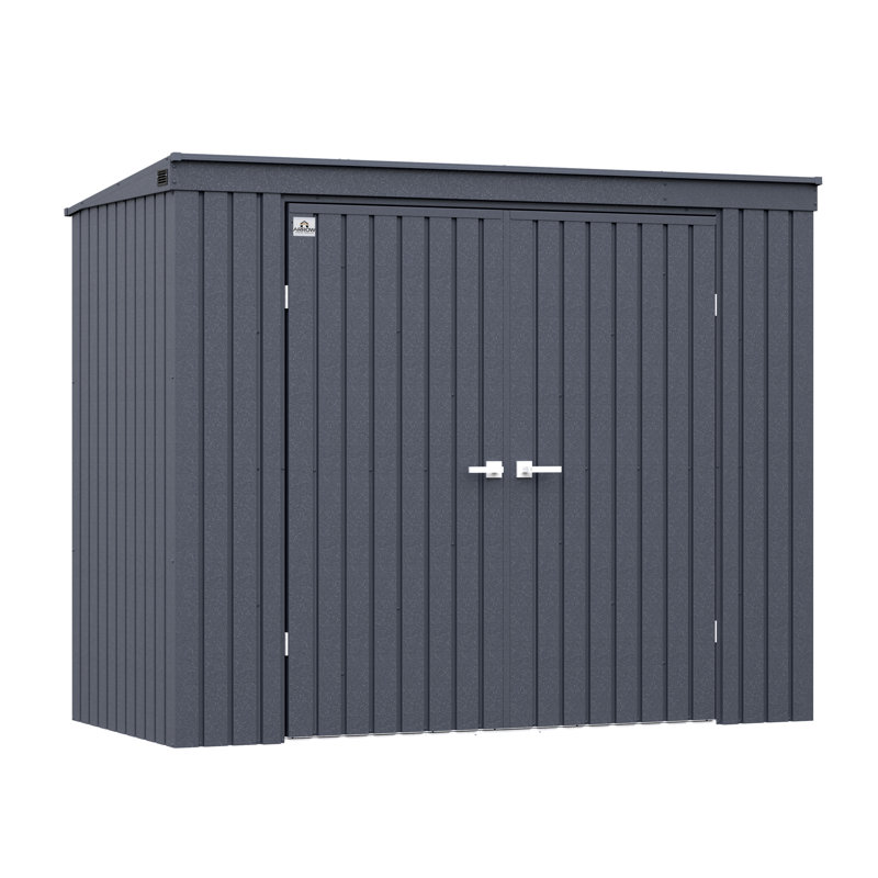 Elite 8 ft. x 4 ft. Anthracite Galvanized Steel Storage Shed