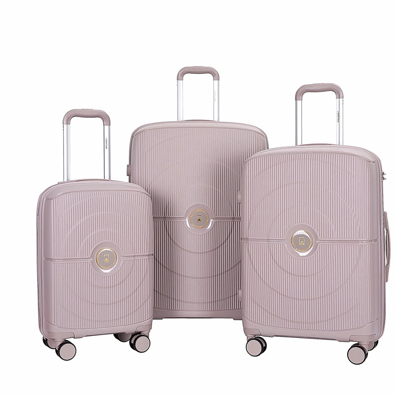 Ensemble de valises 3 pièces, ensemble de valises rigides avec roulettes doubles à verrou TSA, bagage de voyage à carreaux, GREIGE (20/24/28)