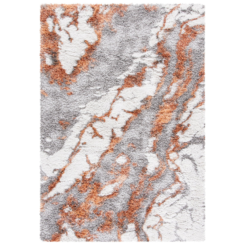 Wojtowicz Abstract Gray/Rust Area Rug, Rectangle 11' x 15'