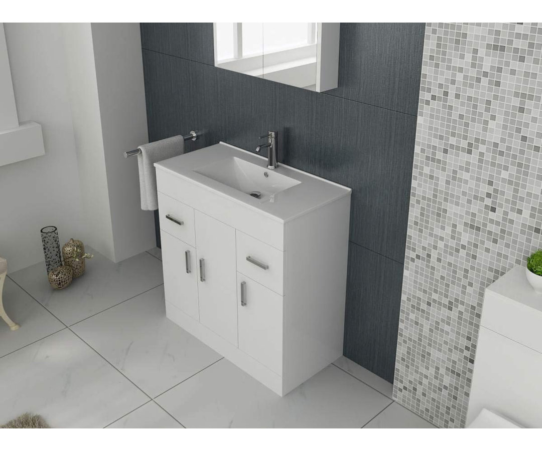 VeeBath Desire Venus 1000 White FS Unit and Slim-Edge Basin