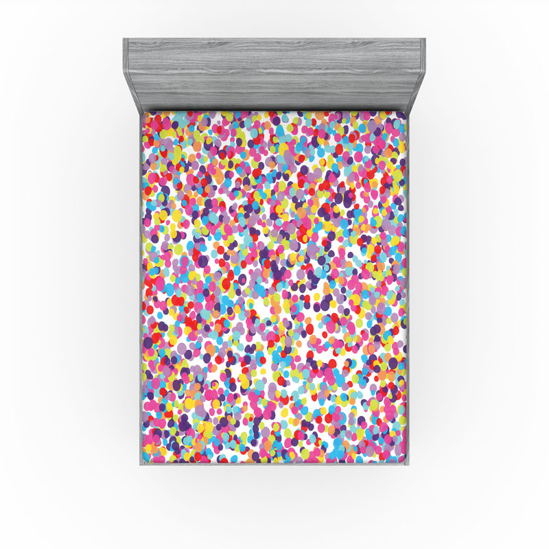 Ambesonne Fitted Sheet 2-Pack, Pink/Purple/Yellow Abstract, Full Fitted Sheet