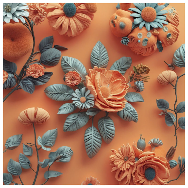 Tapis de bain orange à motif floral, L 34 po x L 21 po