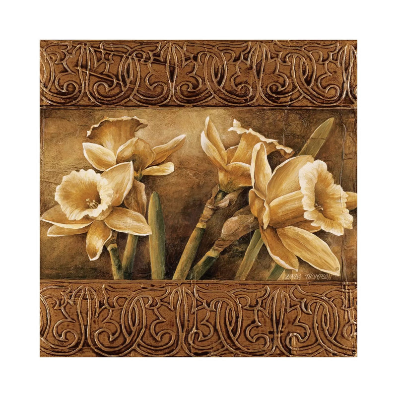 Golden Daffodils I by Andrea Stokes - Wrapped Canvas Painting, 30.48 cm H x 30.48 cm W