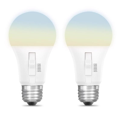 Feit A19 E26 (Medium) LED Bulb Adjustable White 75 Watt Equivalence 2 pk