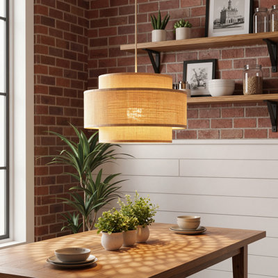 Hand-woven Drum Shaped Bamboo Rattan Pendant Light For Any Room