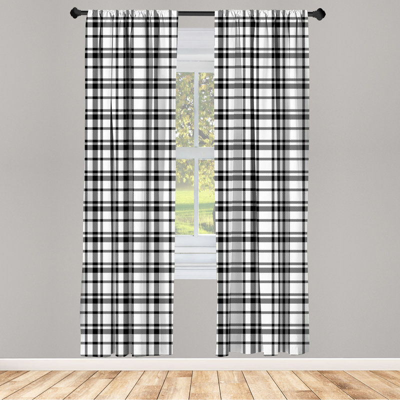 Plaid Semi-Sheer Rod Pocket Curtain Panels, 28" x 95"