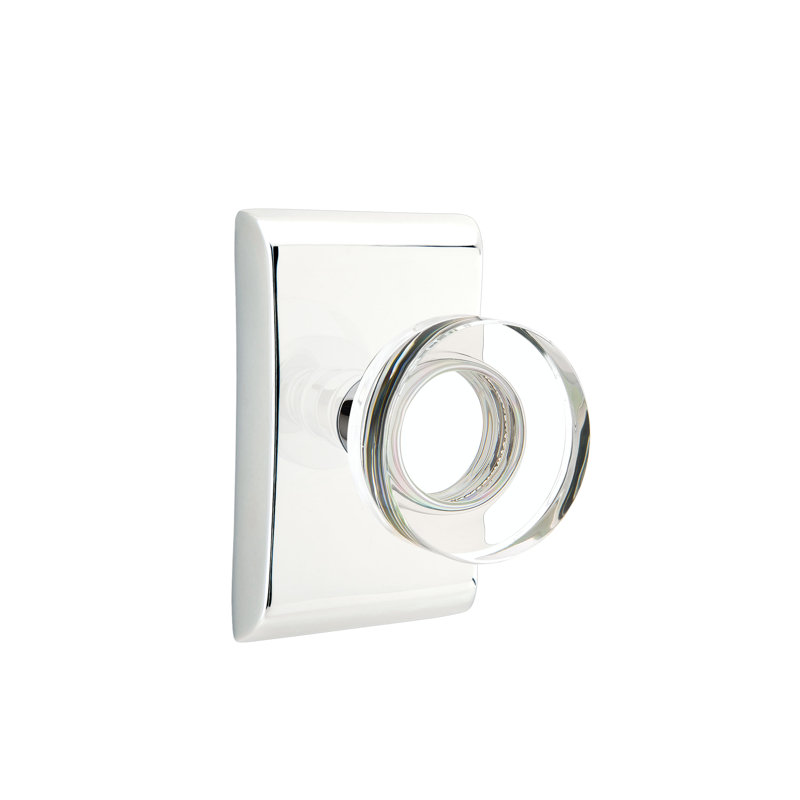 Ensemble de boutons de passage Emtek avec rosette Neos et poignée moderne en verre à disque, Chrome brillant
