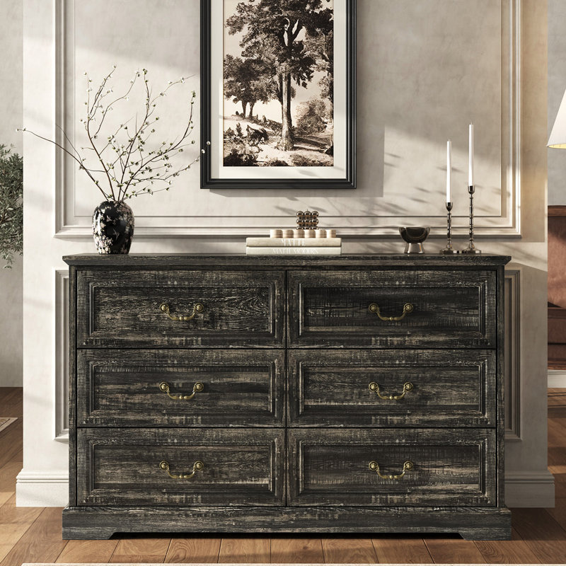 Commode 6 tiroirs Valera, Noir