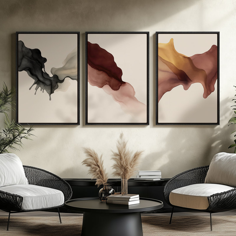 Framed Canvas Wall Art - Vintage Abstract Wall Prints for Bedroom, 36" H x 24" W, Black