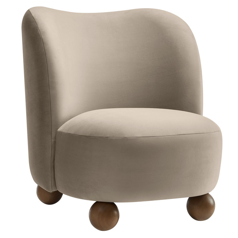 Monroe Boucle Fabric Accent Chair, Taupe Velvet