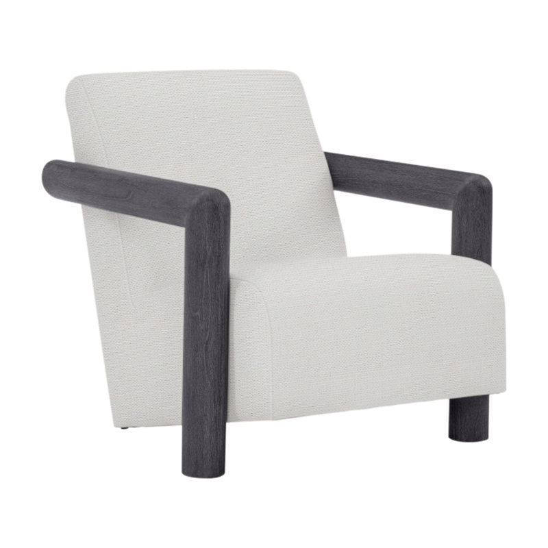 Mara Patio Chair with Cushions, Flint Gray, White Linen