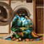 Machine Washable Dinosaurs Grey Area Rug-916060710