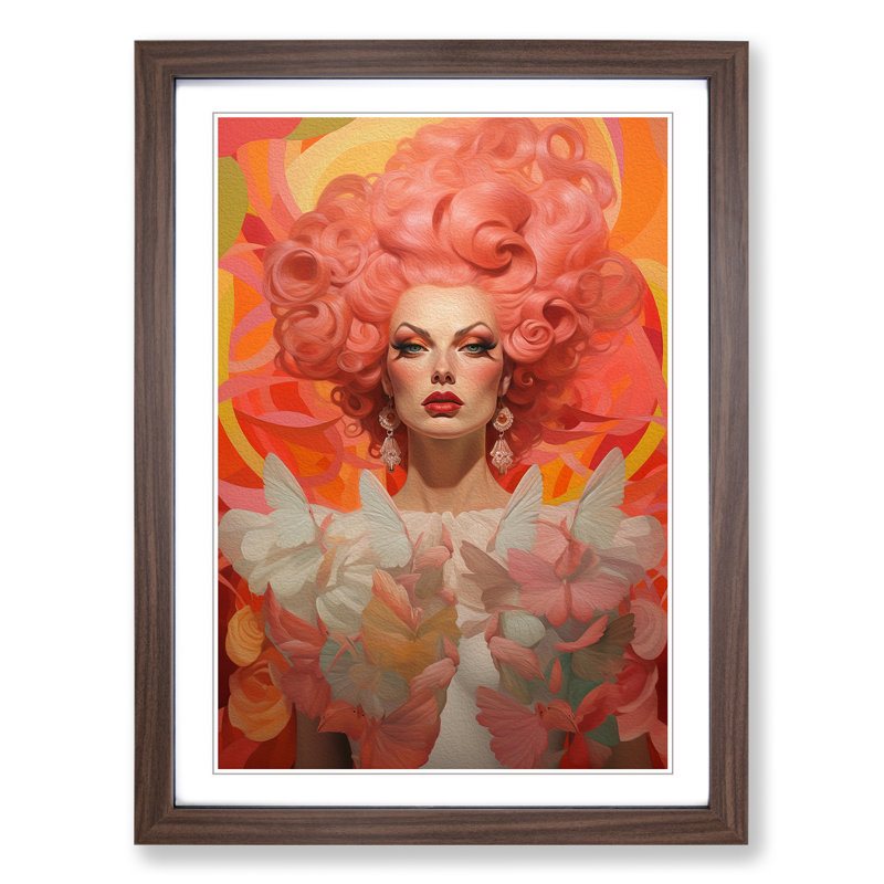 Drag Queen Classicism - Single Picture Frame Print on Wood, 34cm H x 25cm W, Walnut Framed