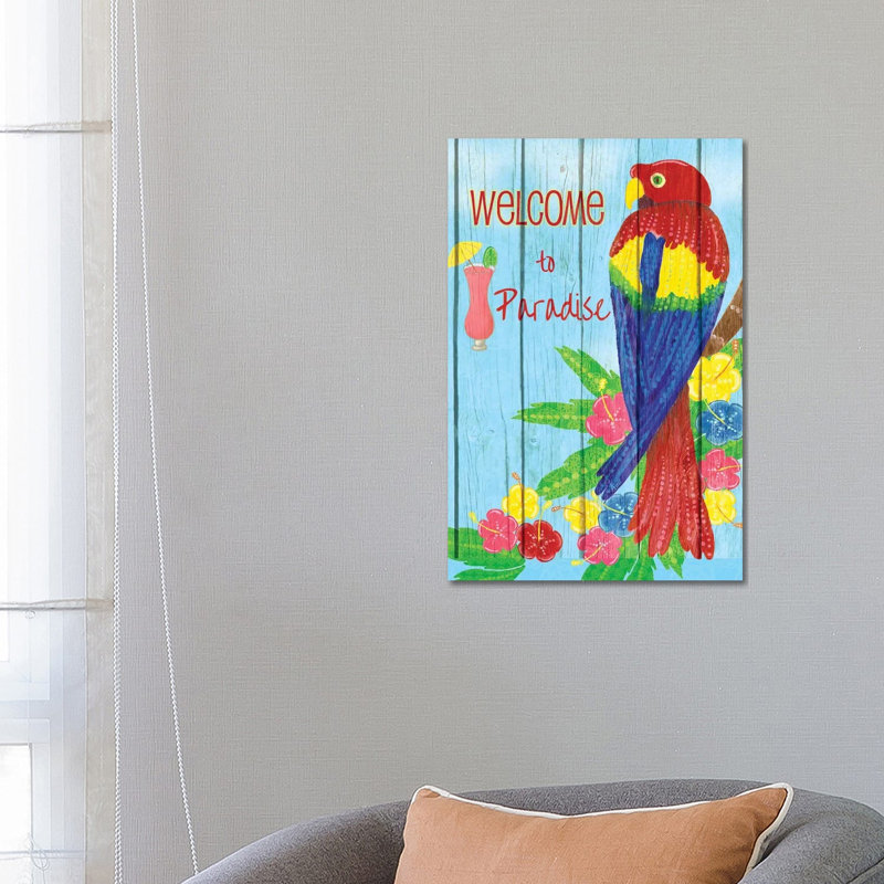 Parrot Party II by Andi Metz - Wrapped Canvas Painting, 66.04 cm H x 45.72 cm W x 1.91 cm D