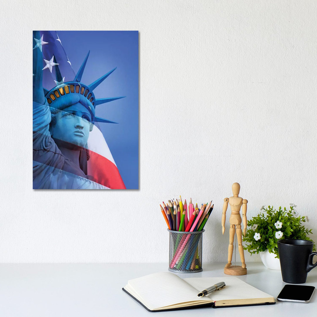 USA, Nevada, Las Vegas. Statue Of Liberty And American Flag Composite. by Jaynes Gallery - Gallery-Wrapped Canvas GiclÃ©e on Canvas