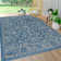 Leonora Bohemian Textured Weave Floral Navy/Gray Indoor/Outdoor Rug