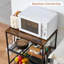 Chariot à micro-ondes à 3 niveaux avec rangement, organisateur de cuisine sur roulettes | Fabrication en bois et en métal, rangement pour garde-manger, organisateur de bar à café