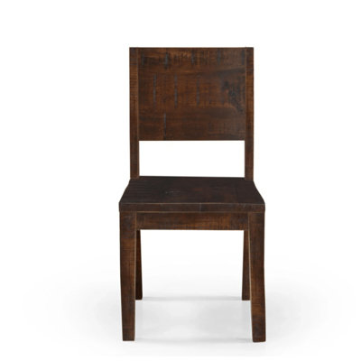 Dark Solid Mango Wood Simple Chair- Set Of 2