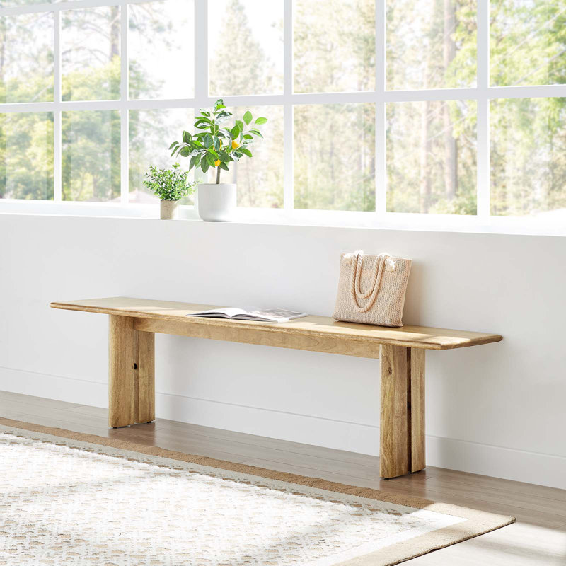 Banc en bois Amistad par Modway, Chêne, H 18,5 po x l 72 po x P 15 po