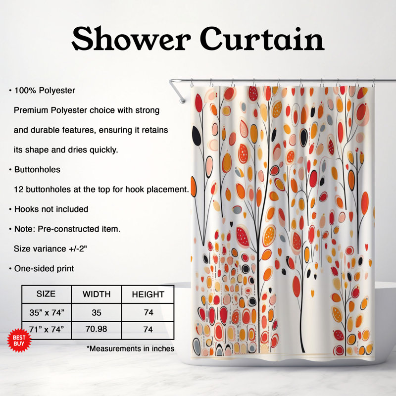 Boxleye Abstract Shower Curtain, 74"H x 71"W