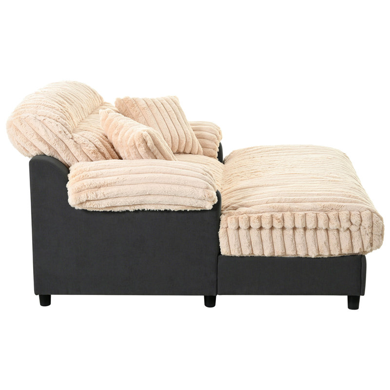 Canapé méridienne moderne 62 po Cloud, Imitation fourrure champagne, Plastique