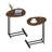 Set of 2 c-shaped side tables in white, modern wood top with metal frame design for sofa and bedside use