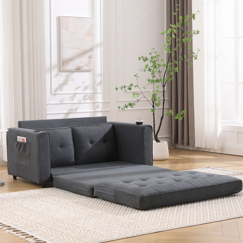 Canapé-lit convertible 3-en-1 avec futon et causeuse pliable