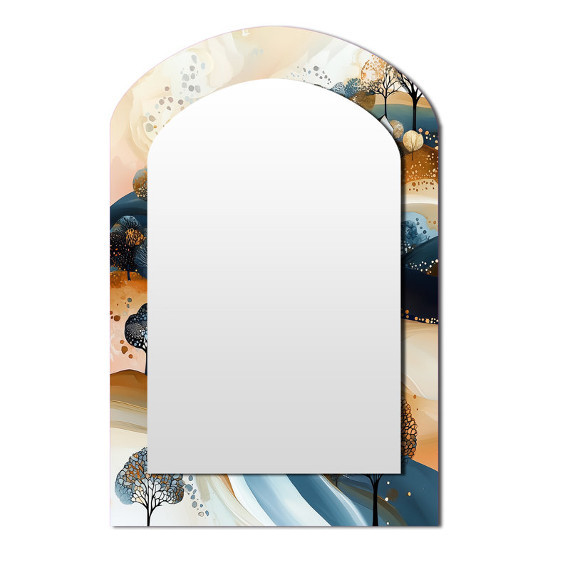 Beige et bleu Minimalisme Explosion Landscape I - Miroir mural moderne, 34 po x 25 po