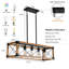 Luminaire suspendu à 5 lampes pour plusieurs pièces - Finition rouille, hauteur du bras réglable, noyer et noir, style rétro, matériau rouille, lampe