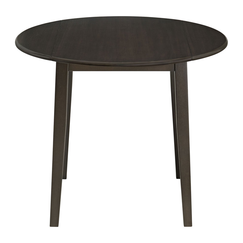  Hinged Drop Leaf Dining Table, 22 to 36 Inch Round Tabletop, Brown, Brown