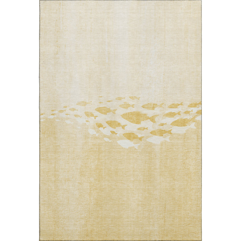 Premium Machine Washable Cerrito Gold Rug, Rectangle 5' x 7'6"
