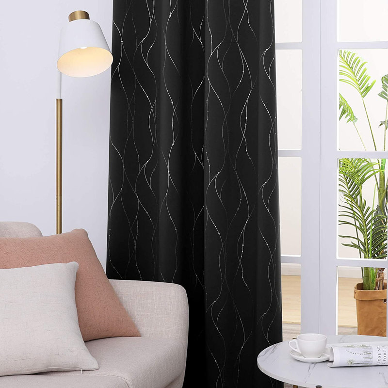 Cohmer Room Darkening Curtain Pair, 52" W x 54" L, Black